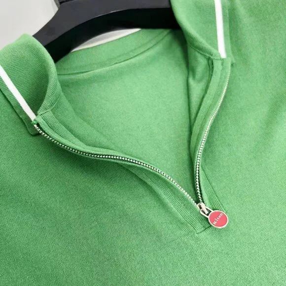 Kiton Green Zipper Polo Shirt